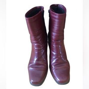 Women's Burgundy Leather Ankle Boots